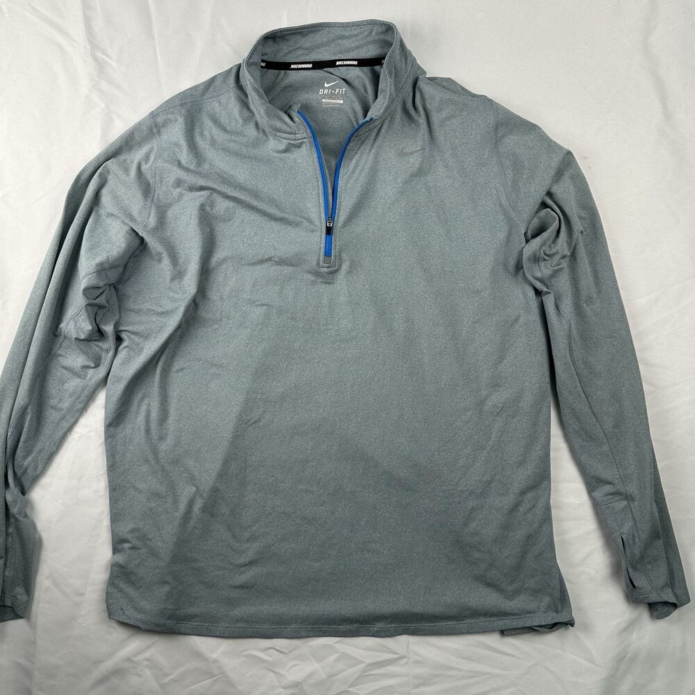 Nike Element 1/2 Zip Running Pullover Men XXL Gray / Blue Reflective Long Sleeve